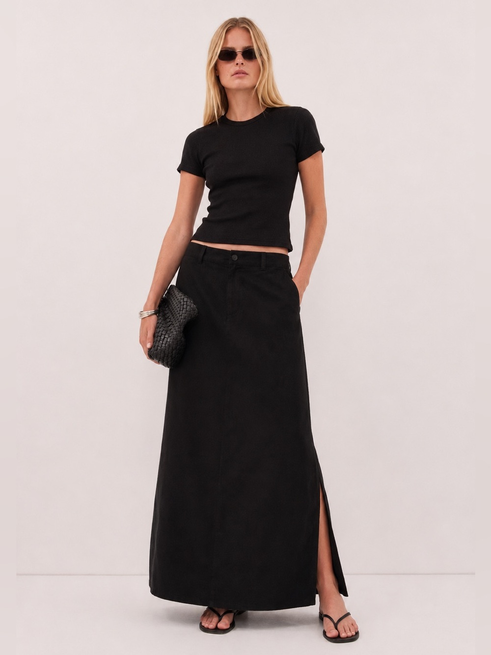 DISSH Black Linen Blend Maxi Skirt AU 10 / US 6